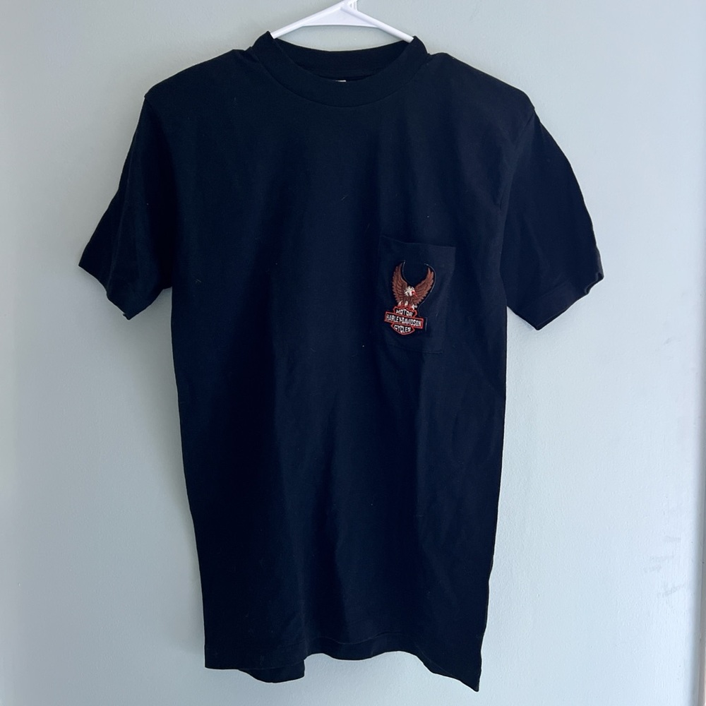 Harley Davidson Vintage 80s Black Single Stitch Webb North Carolina TShirt 38M40